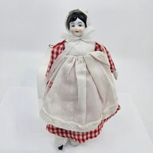 Vintage Porcelain Head Hands Feet Victorian Doll Christmas Ornament 7"